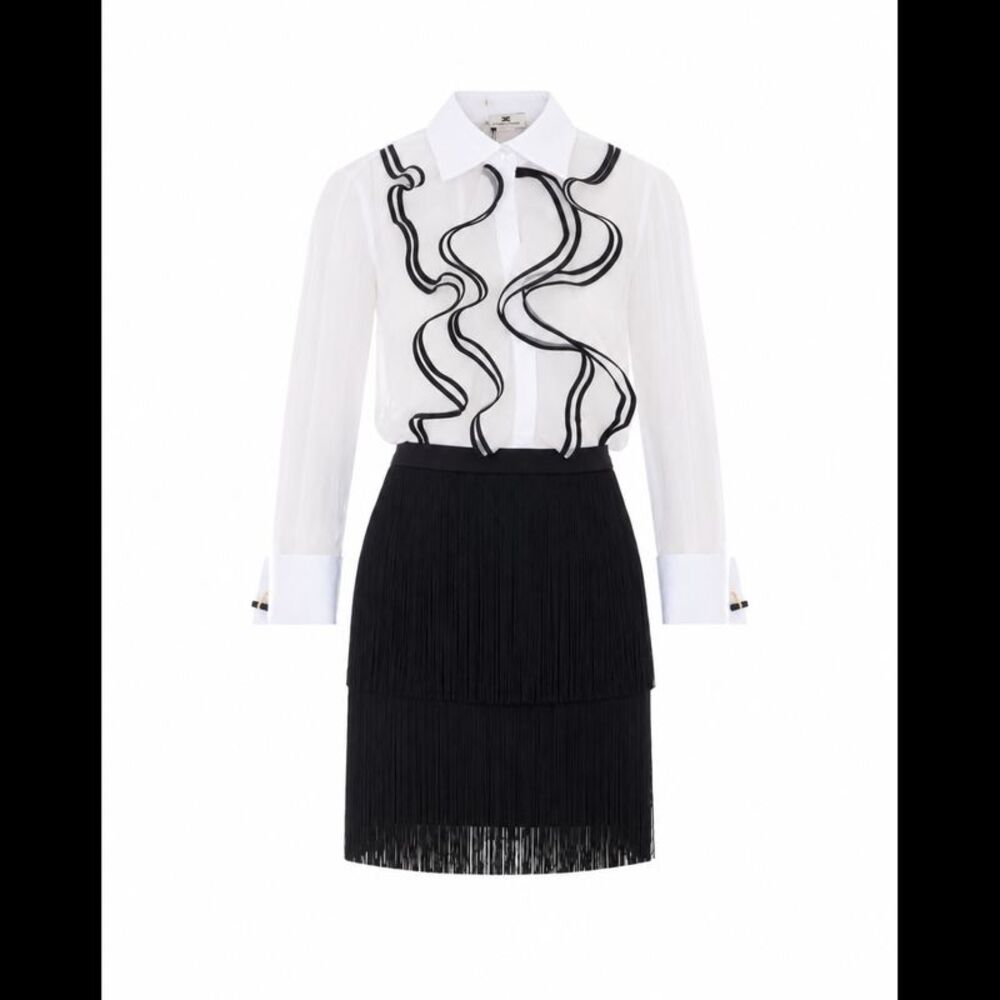 Elisabetta Franchi Women Georgette Dress With Ruches And Fringes